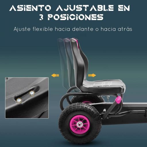 Coche de Pedales para Niños de 5-12 Años con Asiento Ajustable Neumáticos Inflables Amortiguador Carga 50kg Negro y Rosa [3]