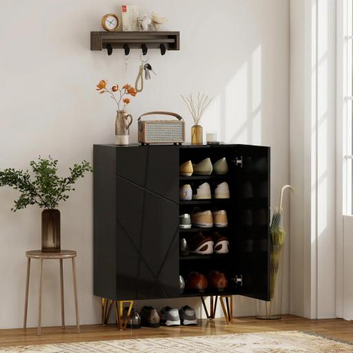 Zapatero de Entrada Recibidor con Estantes Ajustables Cierre Suave para 15-20 Pares de Zapatos 72x31,5x95 cm Negro