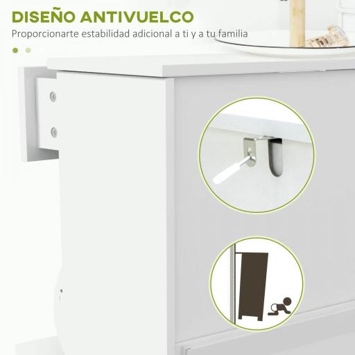 Mueble Zapatero Blanco Zapatero Estrecho con 2 Puertas Abatibles y 1 Cajón para 8 Pares de Zapatos 60x23,5x98,5 cm [4]