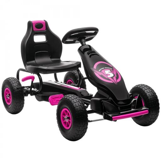 Coche de Pedales para Niños de 5-12 Años con Asiento Ajustable Neumáticos Inflables Amortiguador Carga 50kg Negro y Rosa [8]