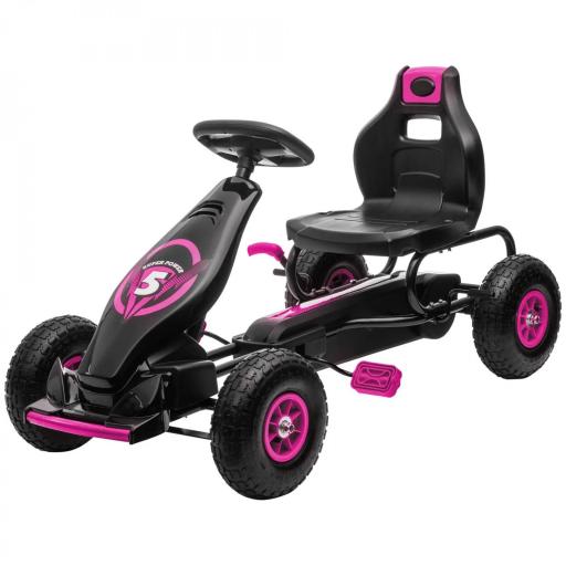 Coche de Pedales para Niños de 5-12 Años con Asiento Ajustable Neumáticos Inflables Amortiguador Carga 50kg Negro y Rosa [9]