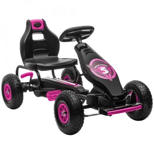 Coche de Pedales para Niños de 5-12 Años con Asiento Ajustable Neumáticos Inflables Amortiguador Carga 50kg Negro y Rosa [10]