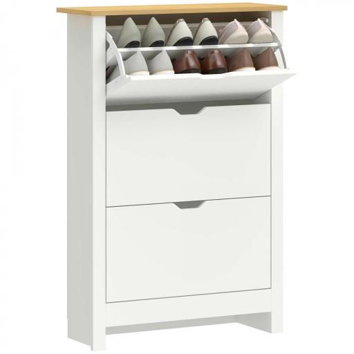 Mueble Zapatero Blanco Armario Zapatero Alto con 3 Cajones Abatibles para 18 Pares de Zapatos 72x26x112 cm Blanco [9]