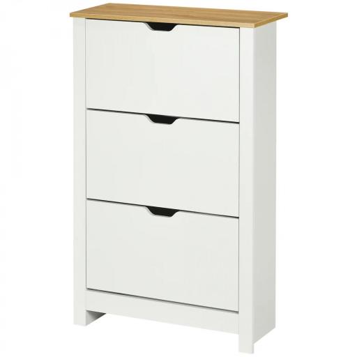 Mueble Zapatero Blanco Armario Zapatero Alto con 3 Cajones Abatibles para 18 Pares de Zapatos 72x26x112 cm Blanco [8]