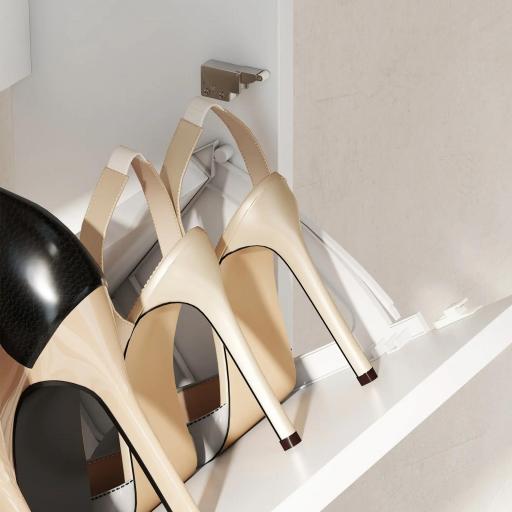 Zapatero Estrecho con Espejo y 4 Puertas Abatibles para 12 Pares de Zapatos 63x17x146 cm Blanco [7]