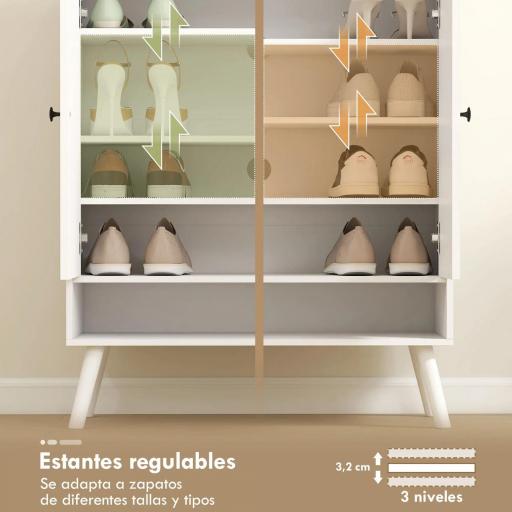 Zapatero Entrada Recibidor con Estantes Ajustables Compartimento Abierto para 15 Pares de Zapatos 75x35x97 cm Blanco [2]