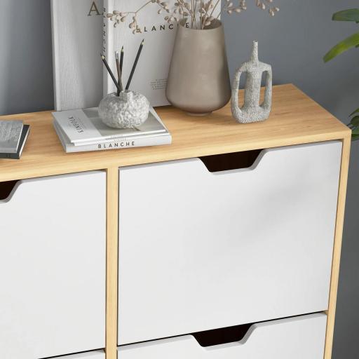 Mueble Zapatero con 4 Cajones Abatibles y Estantes Ajustables Armario de Zapatos para 16 Pares 95x26x95 cm Natural [5]