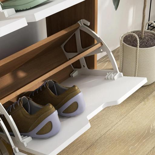 Mueble Zapatero con 4 Cajones Abatibles y Estantes Ajustables Armario de Zapatos para 16 Pares 95x26x95 cm Natural [4]