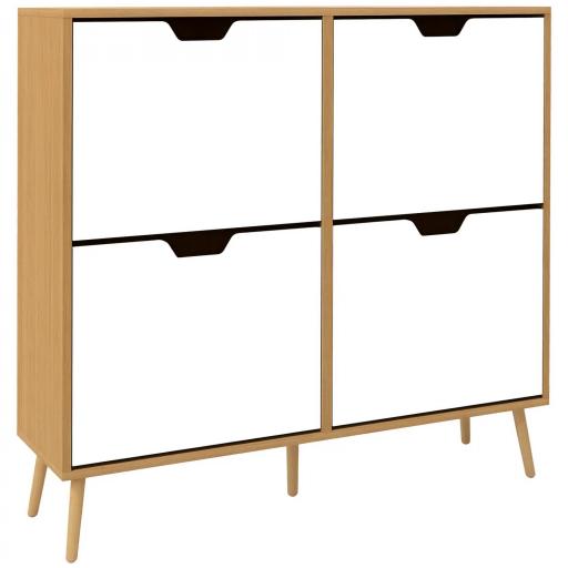 Mueble Zapatero con 4 Cajones Abatibles y Estantes Ajustables Armario de Zapatos para 16 Pares 95x26x95 cm Natural [8]