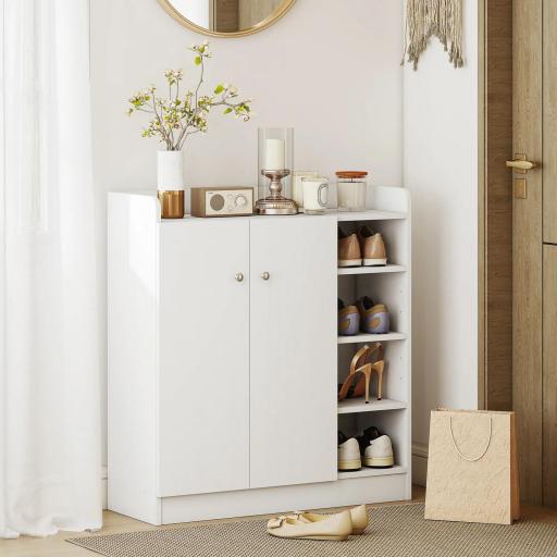 Mueble Zapatero de 2 Puertas Zapatero Estrecho con Estantes Ajustables para 12 Pares de Zapatos para Pasillo Entrada 83x30x90 cm Blanco