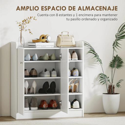Mueble Zapatero de 2 Puertas Zapatero Estrecho con Estantes Ajustables para 12 Pares de Zapatos para Pasillo Entrada 83x30x90 cm Blanco [2]