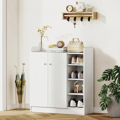 Mueble Zapatero de 2 Puertas Zapatero Estrecho con Estantes Ajustables para 12 Pares de Zapatos para Pasillo Entrada 83x30x90 cm Blanco [6]