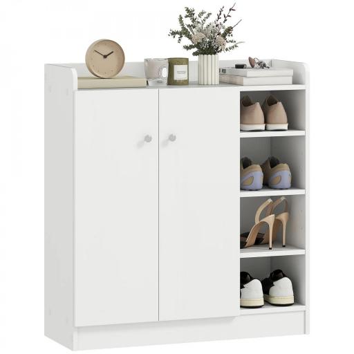 Mueble Zapatero de 2 Puertas Zapatero Estrecho con Estantes Ajustables para 12 Pares de Zapatos para Pasillo Entrada 83x30x90 cm Blanco [8]