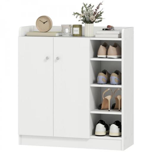 Mueble Zapatero de 2 Puertas Zapatero Estrecho con Estantes Ajustables para 12 Pares de Zapatos para Pasillo Entrada 83x30x90 cm Blanco [9]