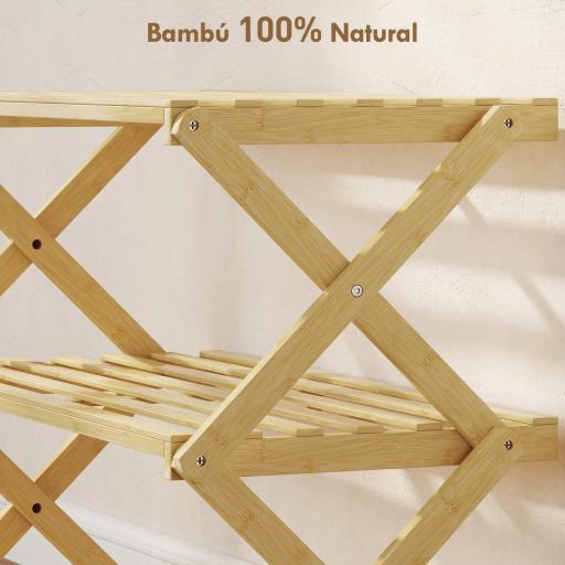 Zapatero Estrecho de Bambú Zapatero Vertical Plegable de 3 Niveles Sin Instalación Natural [3]