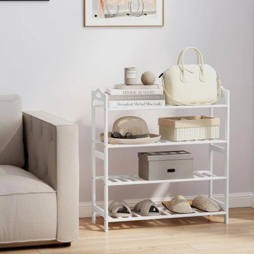 Estantería para Zapatos de Bambú para 12 Pares de Zapatos para Entrada Pasillo Dormitorio 67,5x24,7x72 cm Blanco [7]