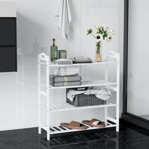 Estantería para Zapatos de Bambú para 12 Pares de Zapatos para Entrada Pasillo Dormitorio 67,5x24,7x72 cm Blanco [4]