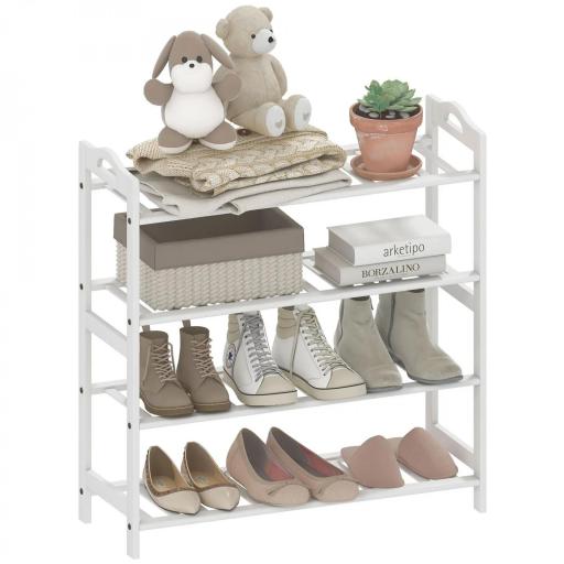 Estantería para Zapatos de Bambú para 12 Pares de Zapatos para Entrada Pasillo Dormitorio 67,5x24,7x72 cm Blanco [8]