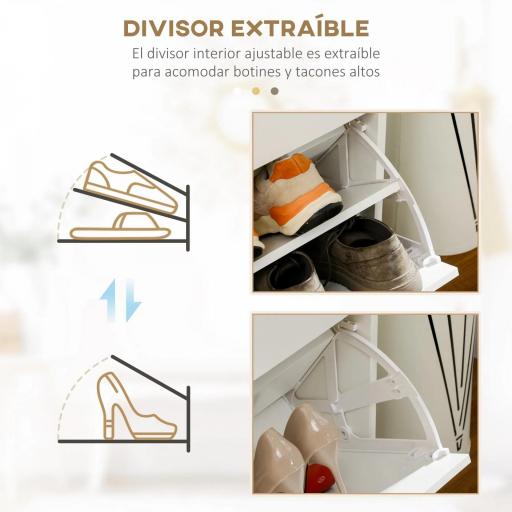 Mueble Zapatero Estrecho Armario de Zapatos con 2 Cajones Abatibles para 12 Pares de Zapatos 80x30x91,5 cm Blanco [3]