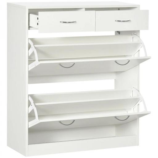 Mueble Zapatero Estrecho Armario de Zapatos con 2 Cajones Abatibles para 12 Pares de Zapatos 80x30x91,5 cm Blanco [9]