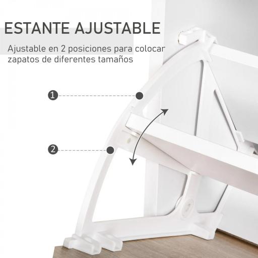 Mueble Zapatero Armario Zapatero con 3 Cajones Estante de Vidrio y Asa de Aluminio para Pasillo 60x24x105,5 cm Natural [7]
