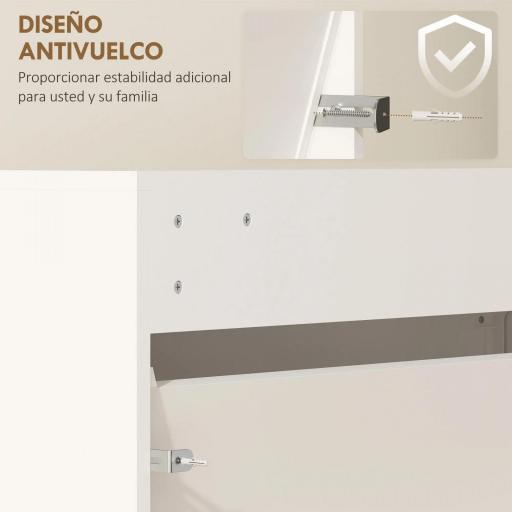 Zapatero Entrada Recibidor con 3 Puertas con Espejo Zapatero Estrecho para 9 Pares de Zapatos 65x17x114,5 cm Blanco [5]
