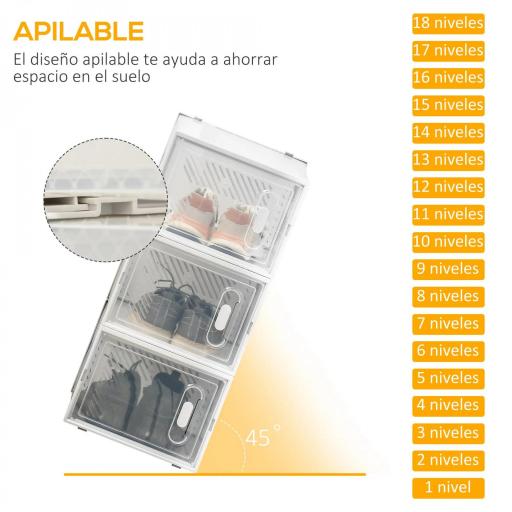 Organizador de Zapatos Modular Estantería Modulable con 18 Cubos Puertas Magnéticas 28x36x21 cm Transparente [4]