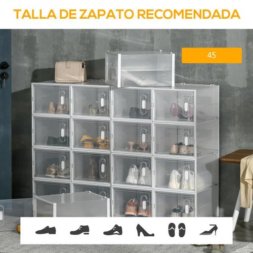 Organizador de Zapatos Modular Estantería Modulable con 18 Cubos Puertas Magnéticas 28x36x21 cm Transparente [3]