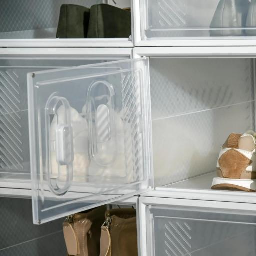 Organizador de Zapatos Modular Estantería Modulable con 18 Cubos Puertas Magnéticas 28x36x21 cm Transparente [5]