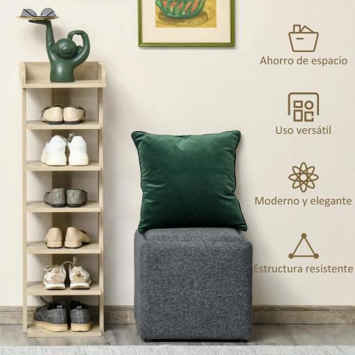 Zapatero Estrecho de 7 Niveles Capacidad de 6 Pares de Zapatos para Entrada Dormitorio y Pasillo 32x30x104 cm Roble [3]