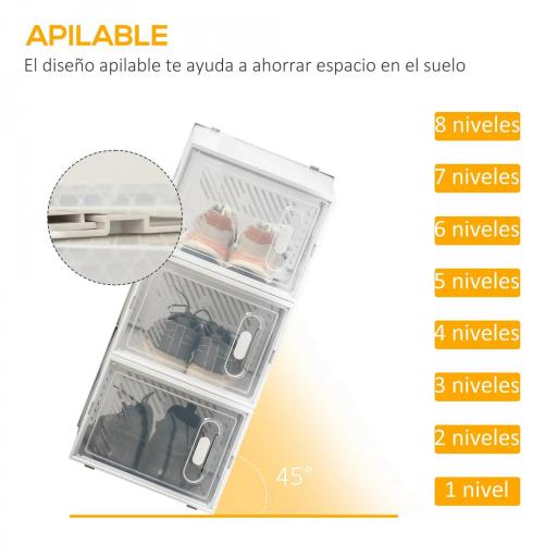 Organizador de Zapatos Modular Estantería Modulable con 8 Cubos Puertas Magnéticas 28x36x21 cm Transparente [2]