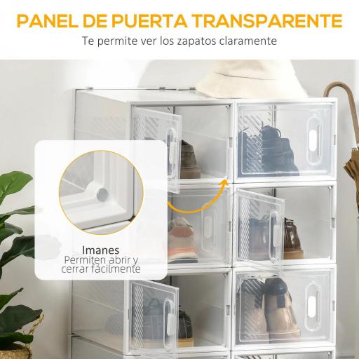 Organizador de Zapatos Modular Estantería Modulable con 8 Cubos Puertas Magnéticas 28x36x21 cm Transparente [5]