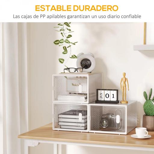 Organizador de Zapatos Modular Estantería Modulable con 8 Cubos Puertas Magnéticas 28x36x21 cm Transparente [3]