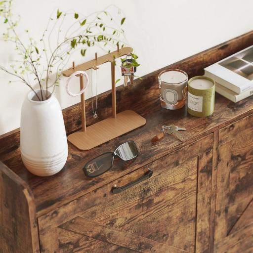 Zapatero Estrecho con 4 Compartimentos Abatibles Divisores Ajustables para 24 Pares con Antivuelco 120x24x103 cm Marrón [2]