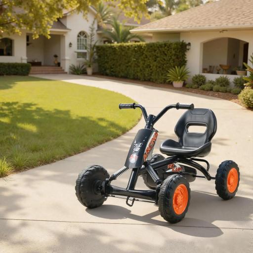 Kart Pedales Go Kart con Ruedas PP Marco de Acero Carga 30 kg para Niños y Niñas de 2-5 Años Negro [3]