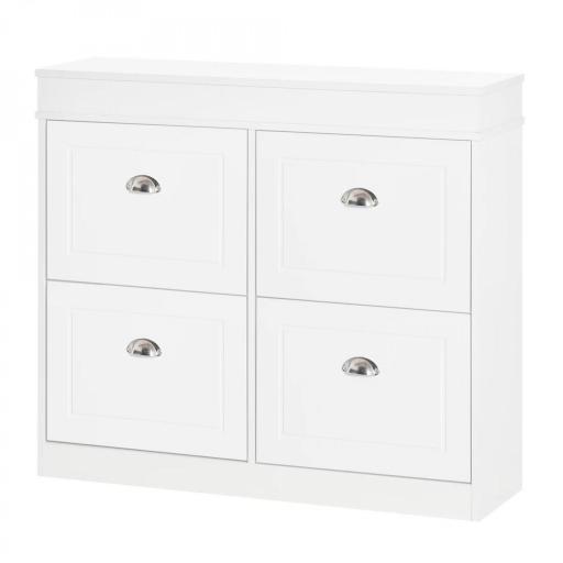 Mueble Zapatero de 4 Puertas Zapatero Estrecho con Estantes Ajustables y Extraíbles Capacidad de 16 Pares para Pasillo Entrada Recibidor 98x24x83 cm Blanco [8]