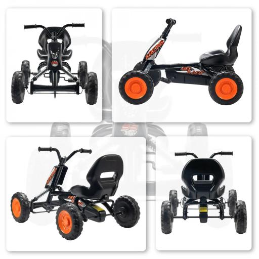 Kart Pedales Go Kart con Ruedas PP Marco de Acero Carga 30 kg para Niños y Niñas de 2-5 Años Negro [6]