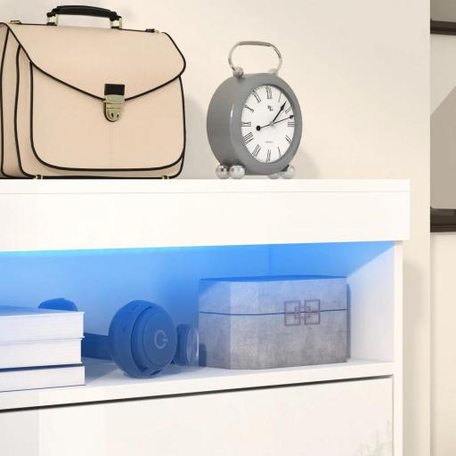 Armario Zapatero con Luces LED y 2 Cajones Abatibles para 12-16 Pares de Zapatos 80x24x99,5 cm Blanco Brillante [3]