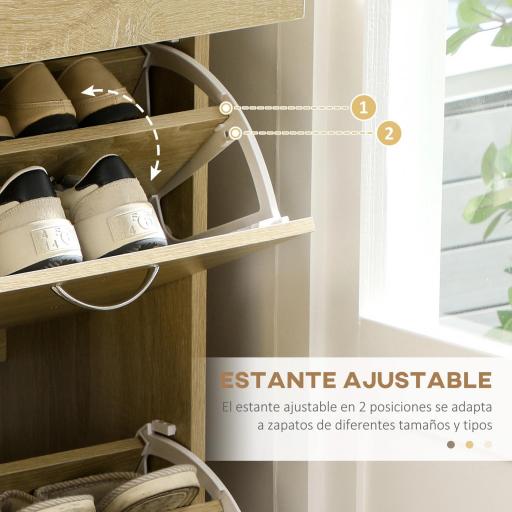 Mueble Zapatero Estrecho Armario de Zapatos con 2 Cajones Abatibles para 12 Pares de Zapatos 80x30x91,5 cm Roble [1]
