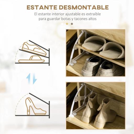 Mueble Zapatero Estrecho Armario de Zapatos con 2 Cajones Abatibles para 12 Pares de Zapatos 80x30x91,5 cm Roble [6]
