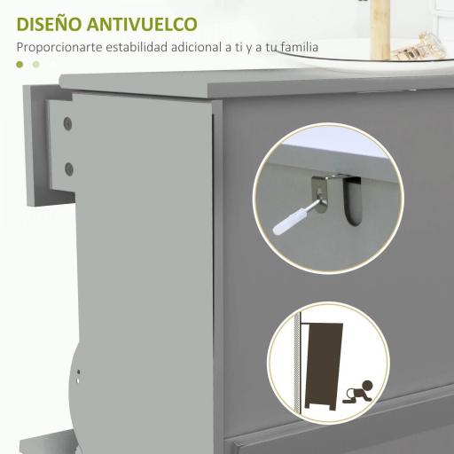Mueble Zapatero Estrecho con 2 Puertas Abatibles y 1 Cajón para 8 Pares de Zapatos 60x23,5x98,5 cm Gris [2]