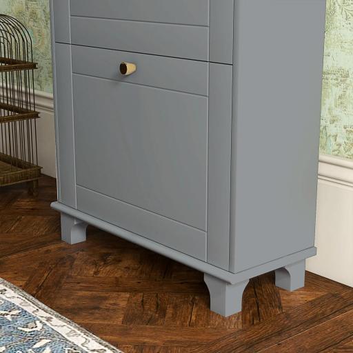 Mueble Zapatero Estrecho con 2 Puertas Abatibles y 1 Cajón para 8 Pares de Zapatos 60x23,5x98,5 cm Gris [7]