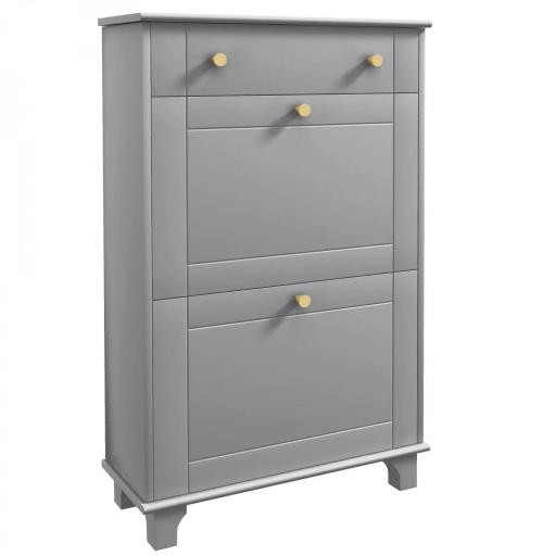 Mueble Zapatero Estrecho con 2 Puertas Abatibles y 1 Cajón para 8 Pares de Zapatos 60x23,5x98,5 cm Gris [8]