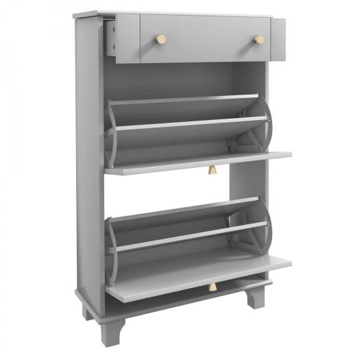 Mueble Zapatero Estrecho con 2 Puertas Abatibles y 1 Cajón para 8 Pares de Zapatos 60x23,5x98,5 cm Gris [9]