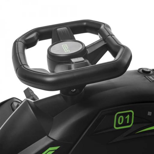  Go Kart Eléctrico para Niños 8-12 Años Velocidad 3-8 km/h con Luces y Música, Negro [2]