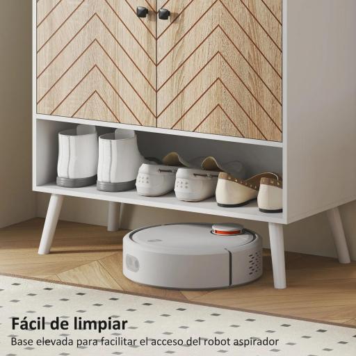 Zapatero Entrada Recibidor con Estantes Ajustables Compartimento Abierto para 15 Pares de Zapatos Blanco y Natural [5]