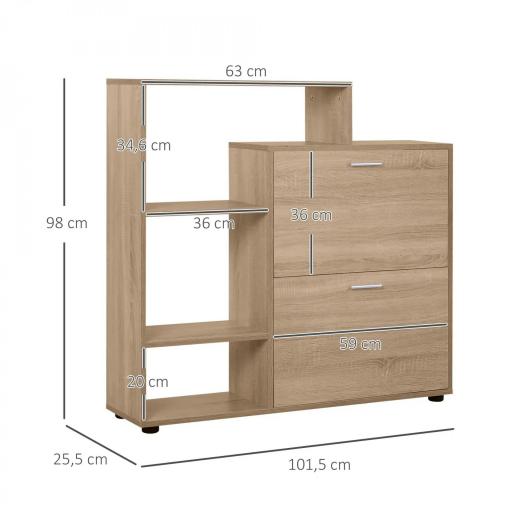 Zapatero de Madera con Estantería y Cubos Armario para Zapatos de Entrada Pasillo 101.5x25.5x98cm [1]