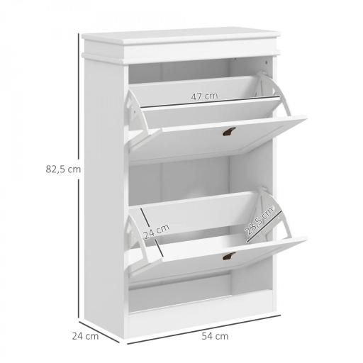 Zapatero Estrecho con 2 Puertas Abatibles y Estantes Ajustables para 10 Pares de Zapatos para Recibidor 54x24x82,5 cm [1]