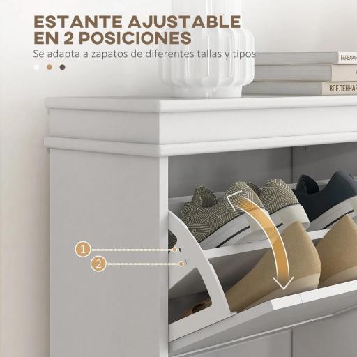 Zapatero Estrecho con 2 Puertas Abatibles y Estantes Ajustables para 10 Pares de Zapatos para Recibidor 54x24x82,5 cm [4]