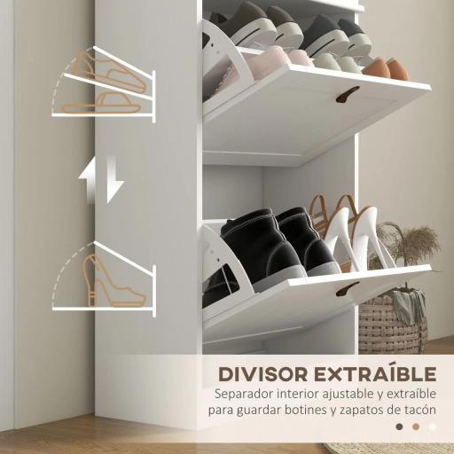 Zapatero Estrecho con 2 Puertas Abatibles y Estantes Ajustables para 10 Pares de Zapatos para Recibidor 54x24x82,5 cm [6]